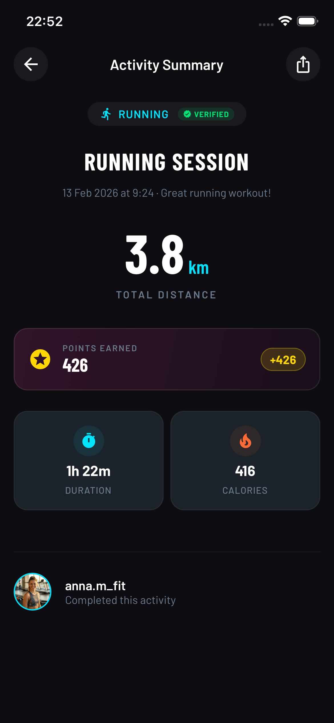 Activity Summary — track your performance and earn points